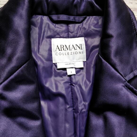 ARMANI COLLEZIONI Padded Purple Nylon Blazer Jacket Size 4 - Picture 3 of 7